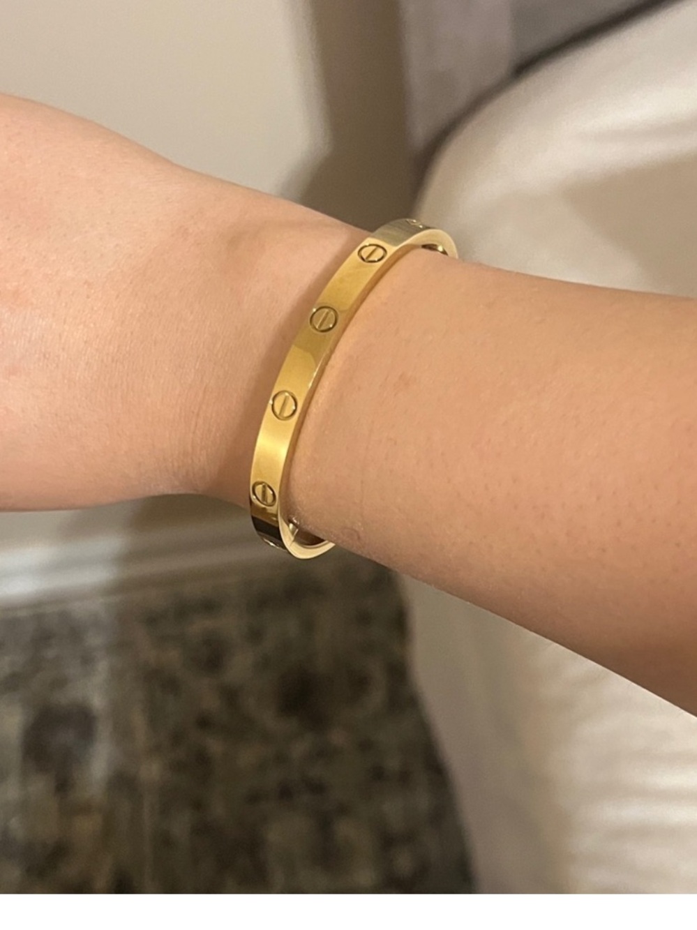 Gold Screw-Accent Bangle Bracelet - Women